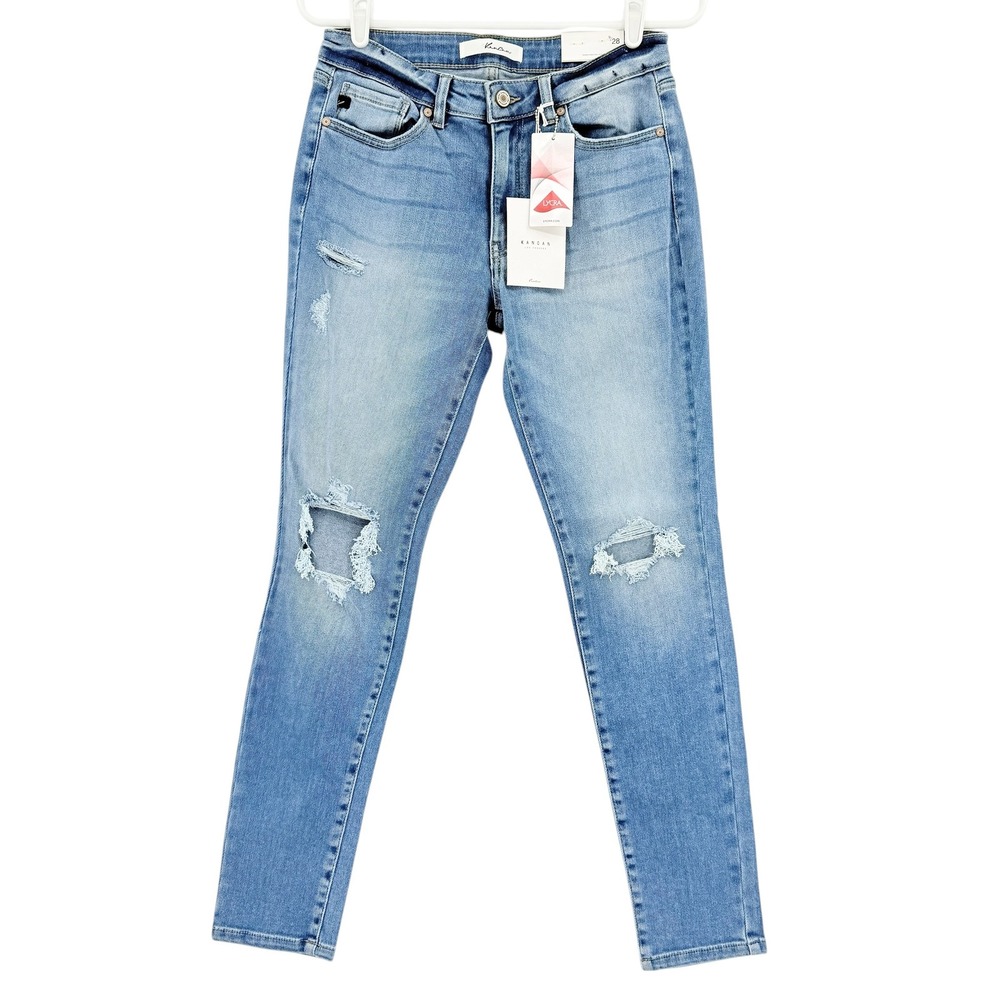 KanCan Women's Distressed Mid Rise Super Skinny Denim Jeans Size 9/28 NWT